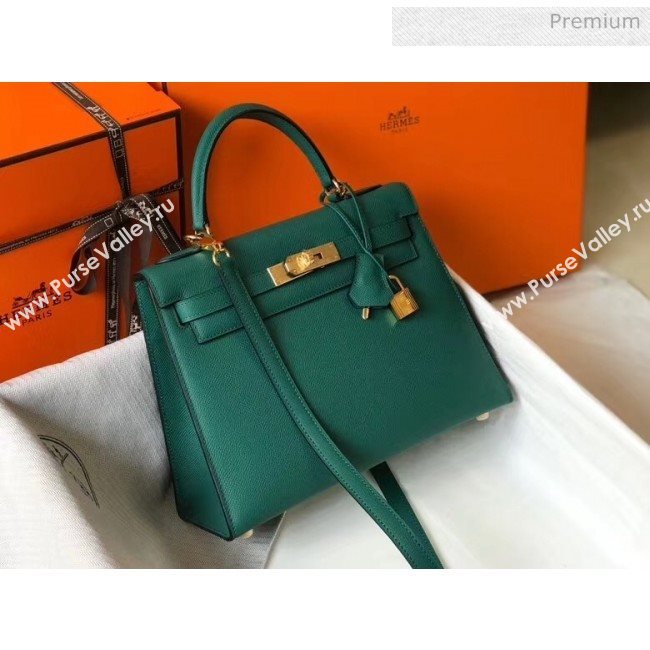 Hermes Kelly 28cm Top Handle Bag in Epsom Leather Dark Green 2020 (FL-20052940)