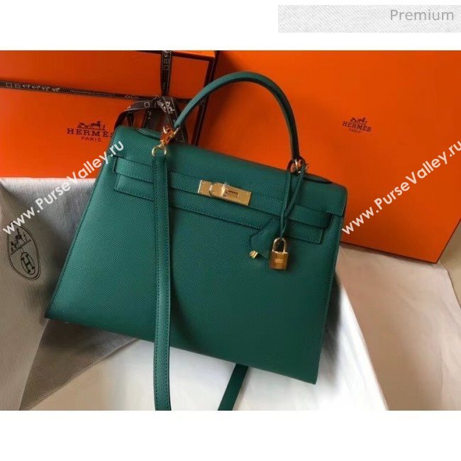 Hermes Kelly 32cm Top Handle Bag in Epsom Leather Dark Green 2020 (FL-20052941)