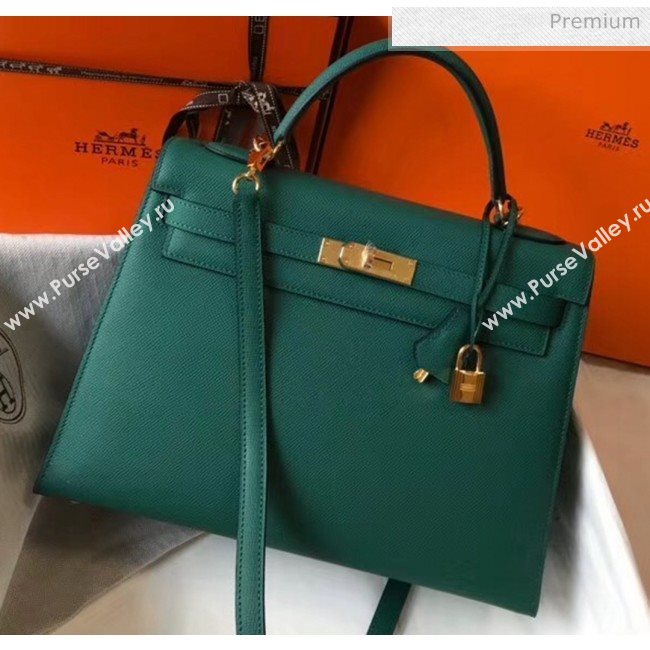 Hermes Kelly 32cm Top Handle Bag in Epsom Leather Dark Green 2020 (FL-20052941)