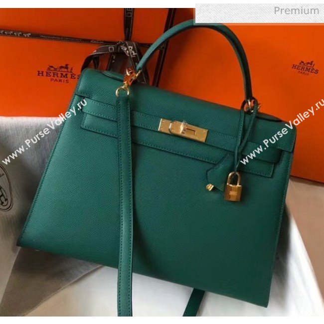 Hermes Kelly 32cm Top Handle Bag in Epsom Leather Dark Green 2020 (FL-20052941)