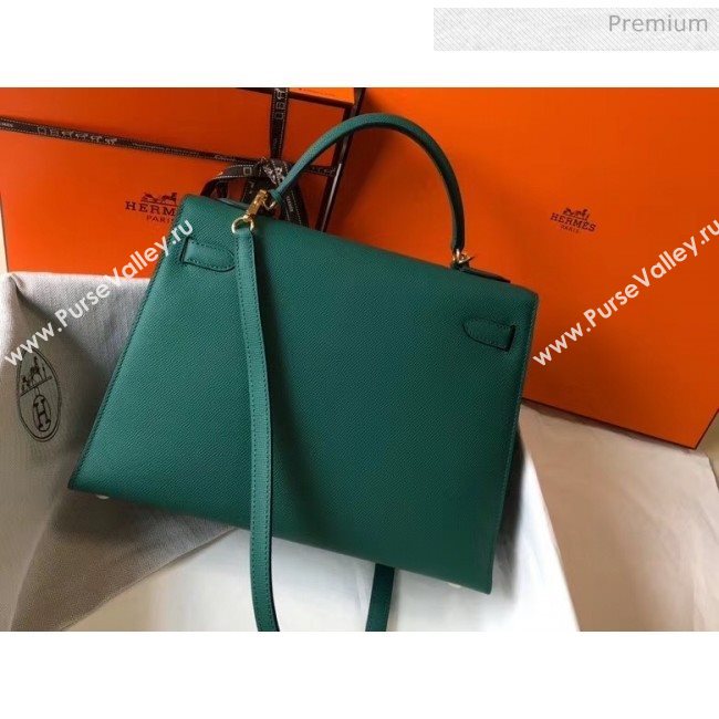 Hermes Kelly 32cm Top Handle Bag in Epsom Leather Dark Green 2020 (FL-20052941)