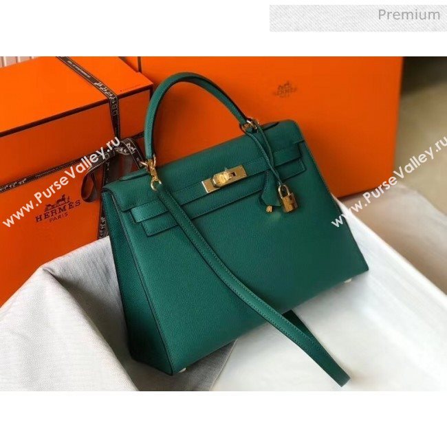 Hermes Kelly 32cm Top Handle Bag in Epsom Leather Dark Green 2020 (FL-20052941)