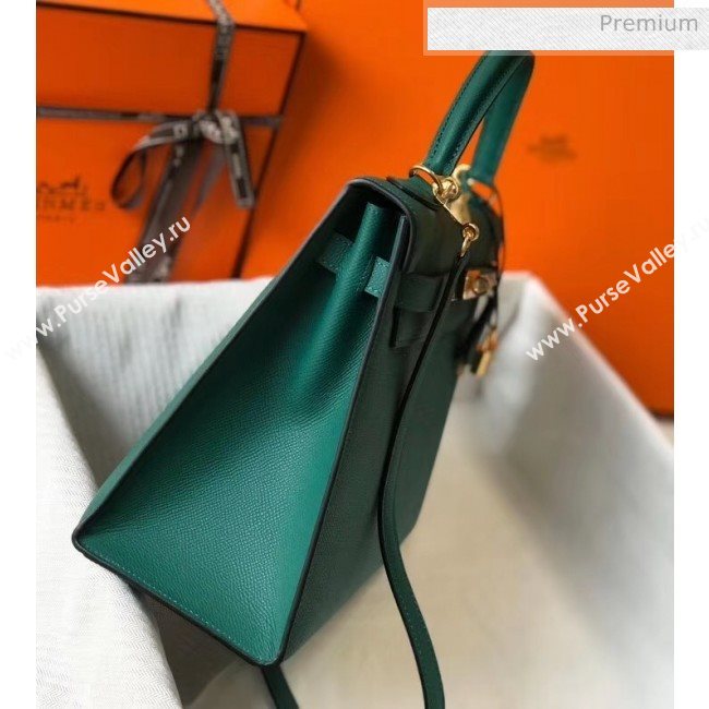 Hermes Kelly 32cm Top Handle Bag in Epsom Leather Dark Green 2020 (FL-20052941)