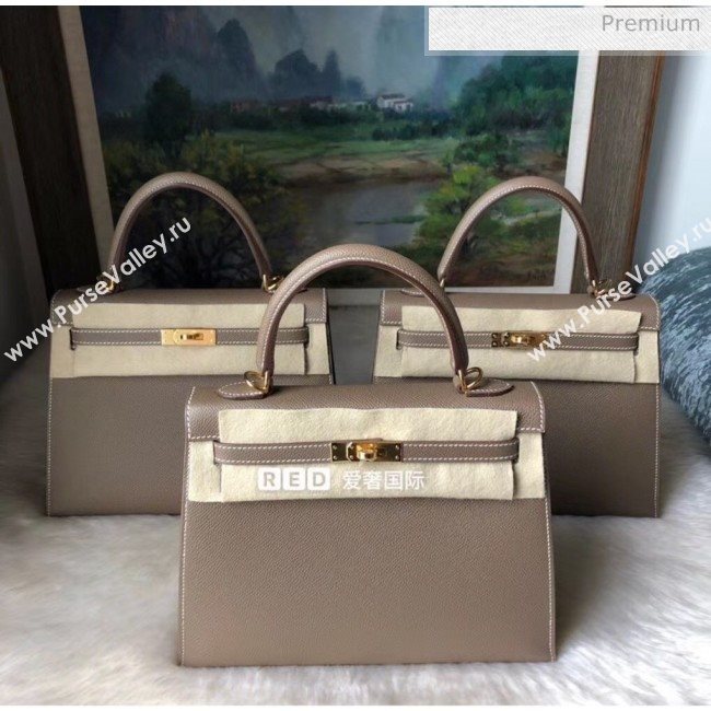 Hermes Kelly 25cm Top Handle Bag in Epsom Leather Etoupe 2020 (FL-20052942)