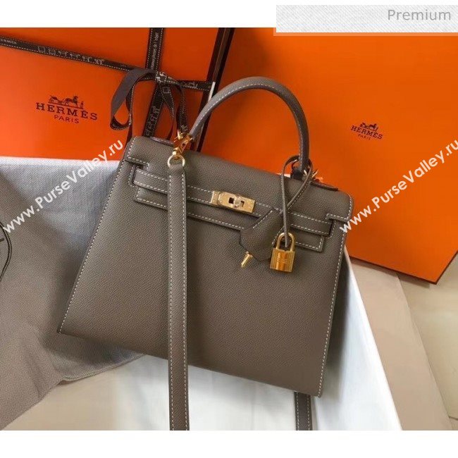 Hermes Kelly 25cm Top Handle Bag in Epsom Leather Etoupe 2020 (FL-20052942)