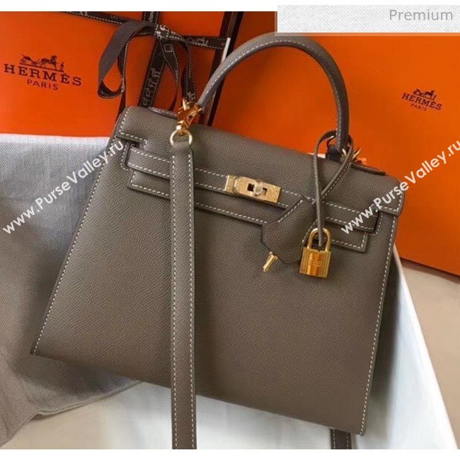 Hermes Kelly 25cm Top Handle Bag in Epsom Leather Etoupe 2020 (FL-20052942)