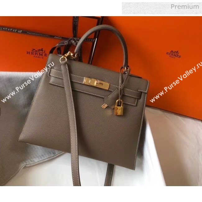 Hermes Kelly 28cm Top Handle Bag in Epsom Leather Etoupe 2020 (FL-20052943)