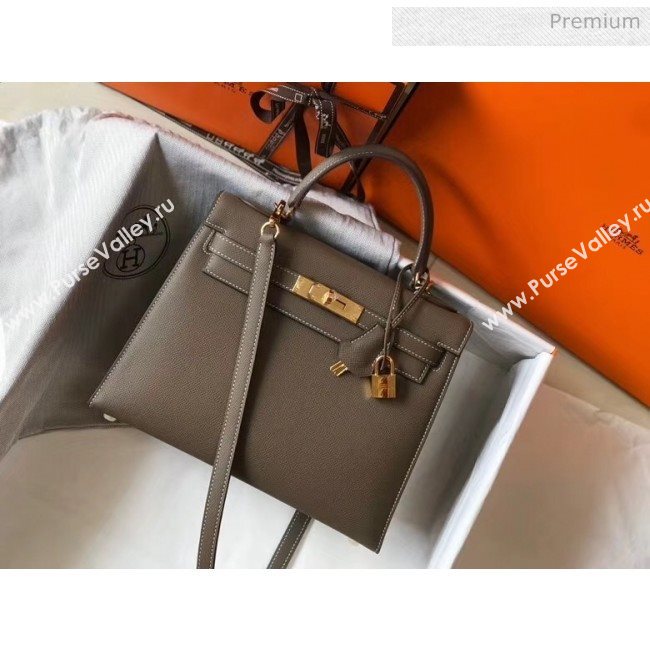 Hermes Kelly 28cm Top Handle Bag in Epsom Leather Etoupe 2020 (FL-20052943)