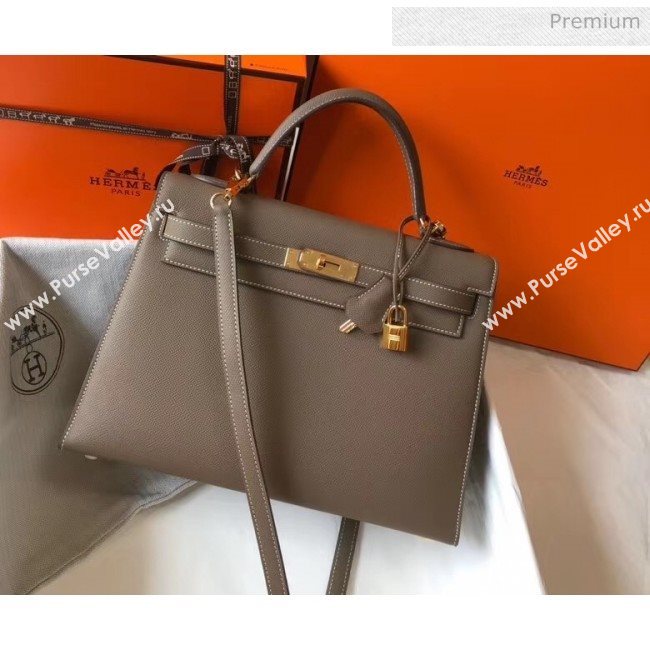 Hermes Kelly 32cm Top Handle Bag in Epsom Leather Etoupe 2020 (FL-20052944)