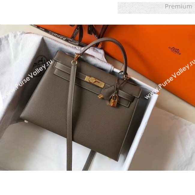 Hermes Kelly 32cm Top Handle Bag in Epsom Leather Etoupe 2020 (FL-20052944)