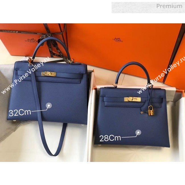 Hermes Kelly 28cm Top Handle Bag in Epsom Leather Blue 2020 (FL-20052917)