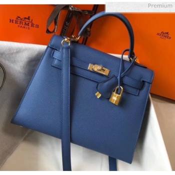 Hermes Kelly 25cm Top Handle Bag in Epsom Leather Blue 2020 (FL-20052916)