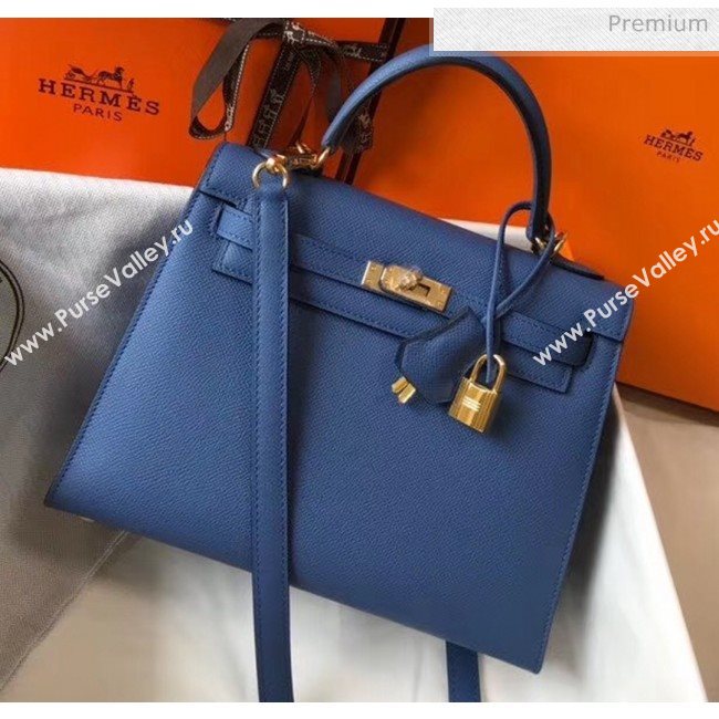 Hermes Kelly 25cm Top Handle Bag in Epsom Leather Blue 2020 (FL-20052916)