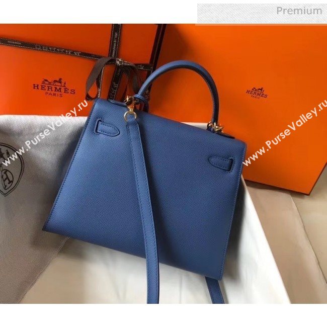 Hermes Kelly 25cm Top Handle Bag in Epsom Leather Blue 2020 (FL-20052916)