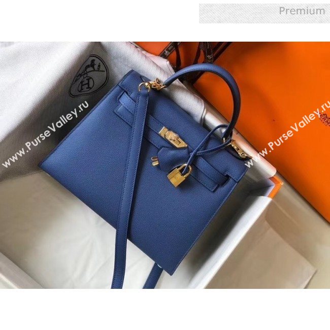 Hermes Kelly 25cm Top Handle Bag in Epsom Leather Blue 2020 (FL-20052916)