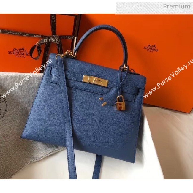 Hermes Kelly 28cm Top Handle Bag in Epsom Leather Blue 2020 (FL-20052917)