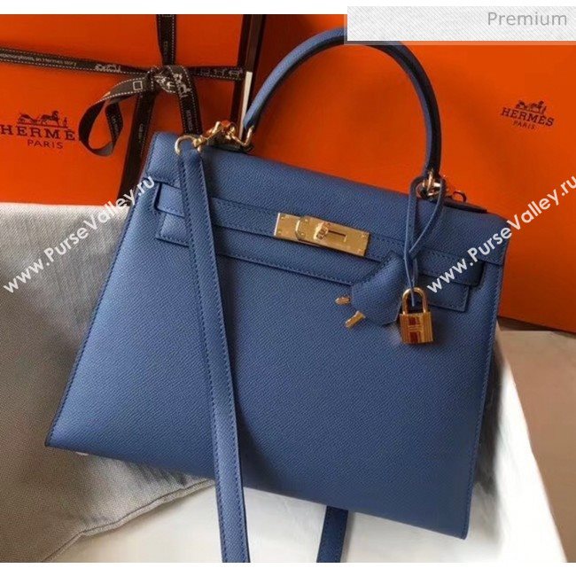 Hermes Kelly 28cm Top Handle Bag in Epsom Leather Blue 2020 (FL-20052917)