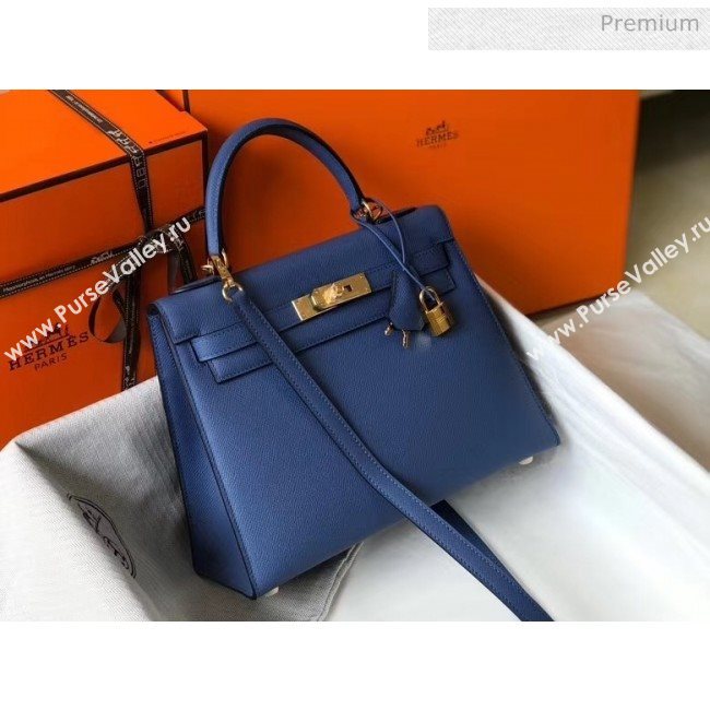 Hermes Kelly 28cm Top Handle Bag in Epsom Leather Blue 2020 (FL-20052917)