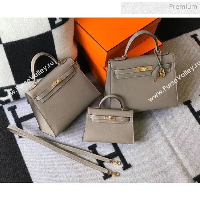 Hermes Kelly 25cm Top Handle Bag in Epsom Leather Asphalt Grey 2020 (FL-20052956)