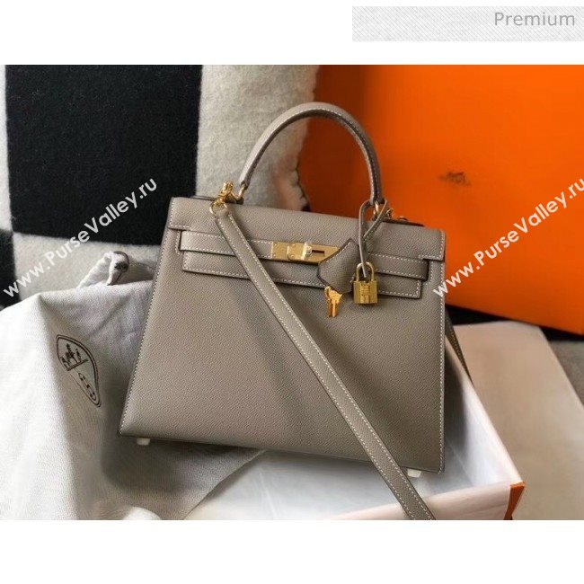 Hermes Kelly 28cm Top Handle Bag in Epsom Leather Asphalt Grey 2020 (FL-20052955)