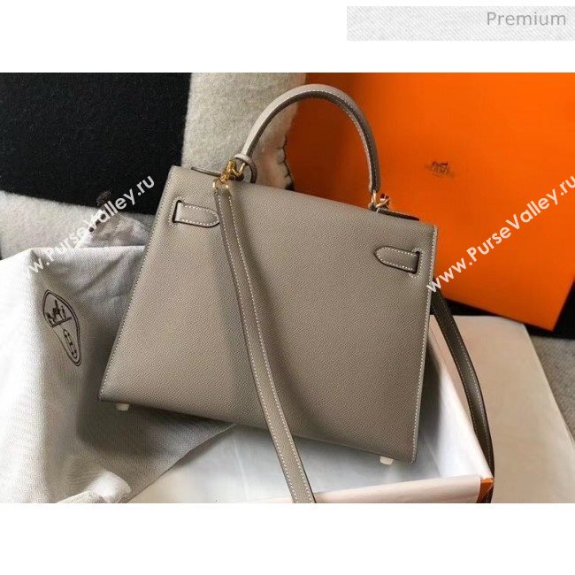 Hermes Kelly 28cm Top Handle Bag in Epsom Leather Asphalt Grey 2020 (FL-20052955)