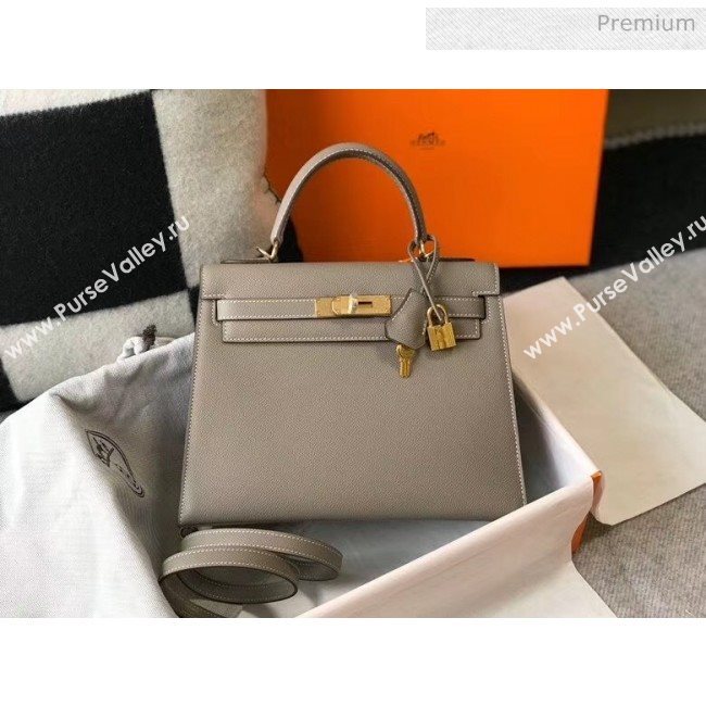 Hermes Kelly 28cm Top Handle Bag in Epsom Leather Asphalt Grey 2020 (FL-20052955)