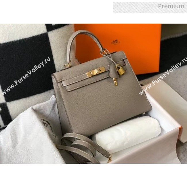 Hermes Kelly 28cm Top Handle Bag in Epsom Leather Asphalt Grey 2020 (FL-20052955)