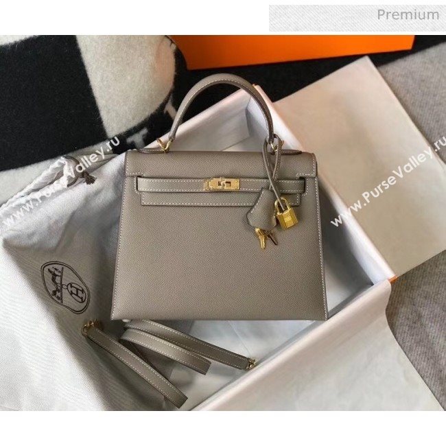 Hermes Kelly 25cm Top Handle Bag in Epsom Leather Asphalt Grey 2020 (FL-20052956)