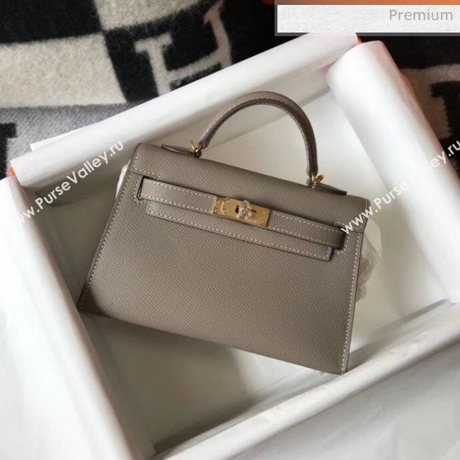 Hermes Mini Kelly II Handbag in Epsom Leather Asphalt Grey 2020 (FL-20052957)