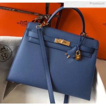 Hermes Kelly 32cm Top Handle Bag in Epsom Leather Blue 2020 (FL-20052918)