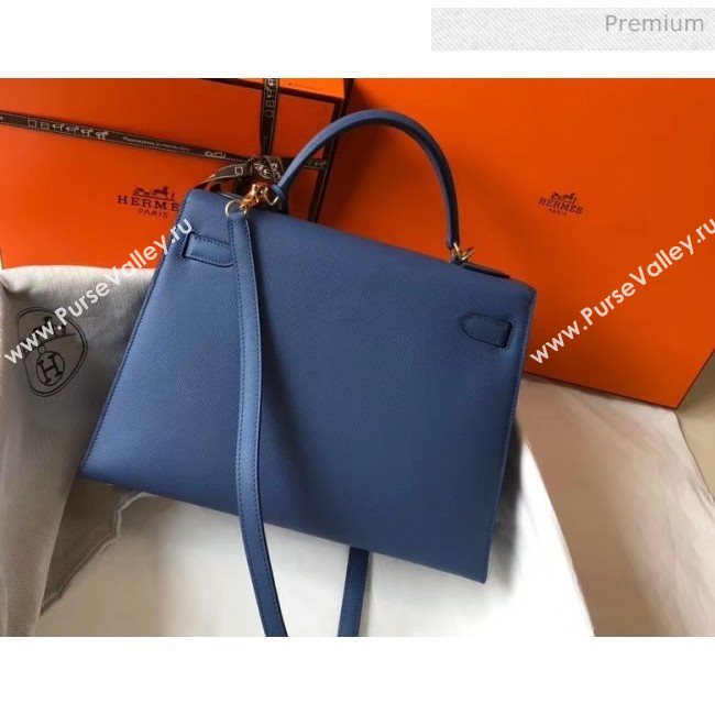 Hermes Kelly 32cm Top Handle Bag in Epsom Leather Blue 2020 (FL-20052918)