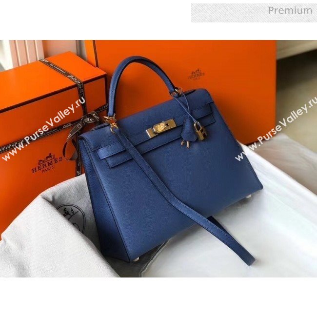 Hermes Kelly 32cm Top Handle Bag in Epsom Leather Blue 2020 (FL-20052918)