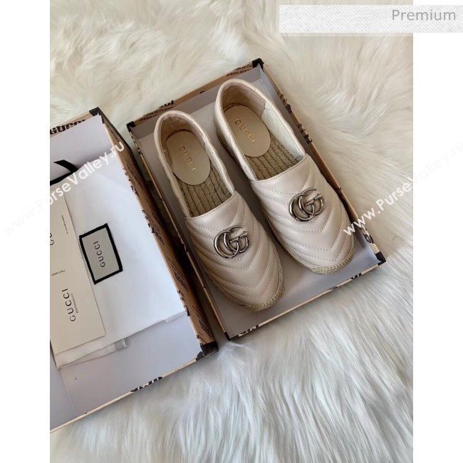 Gucci Matelassé Chevron Leather Espadrille 628086 Beige 2020 (HB-20053001)