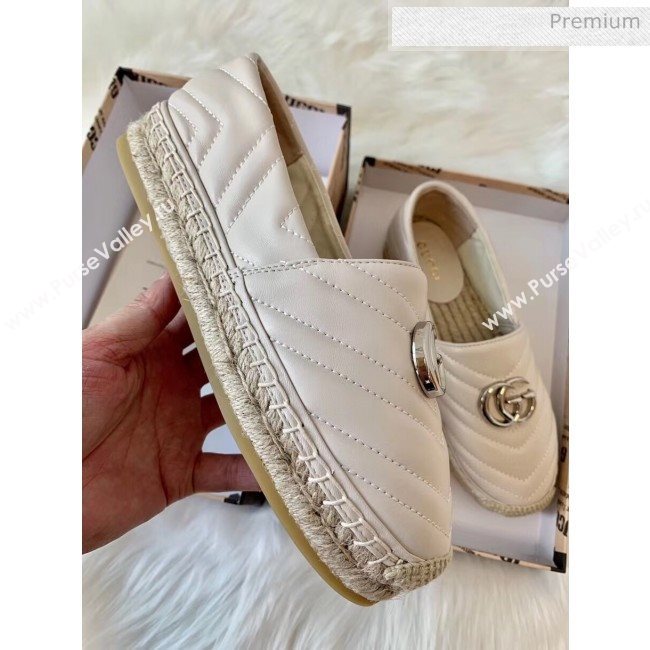 Gucci Matelassé Chevron Leather Espadrille 628086 Beige 2020 (HB-20053001)