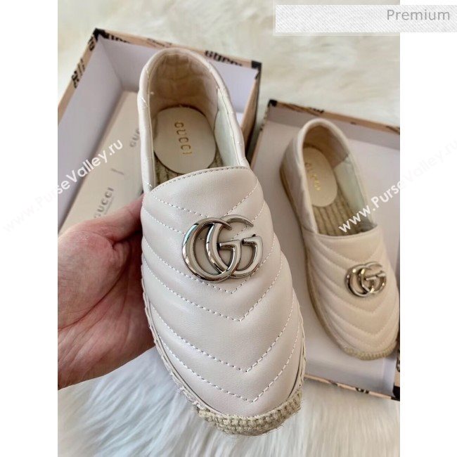 Gucci Matelassé Chevron Leather Espadrille 628086 Beige 2020 (HB-20053001)