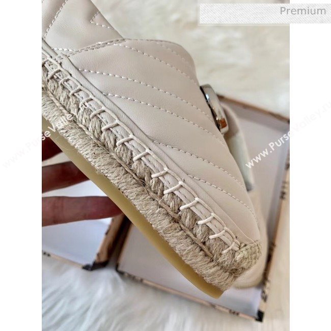 Gucci Matelassé Chevron Leather Espadrille 628086 Beige 2020 (HB-20053001)