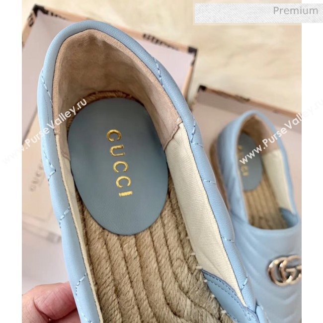 Gucci Matelassé Chevron Leather Espadrille 628086 Pastel Blue 2020 (HB-20053002)