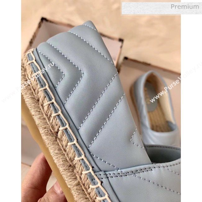 Gucci Matelassé Chevron Leather Espadrille 628086 Pastel Blue 2020 (HB-20053002)