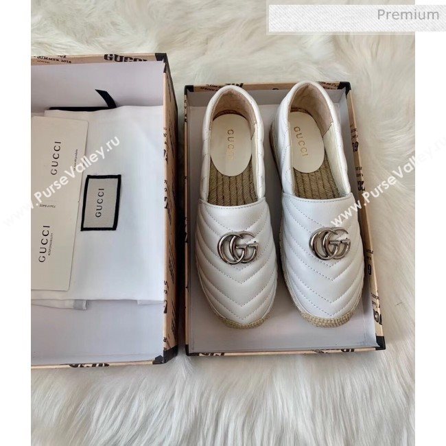 Gucci Matelassé Chevron Leather Espadrille 628086 White 2020 (HB-20053003)