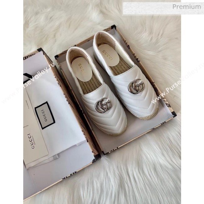 Gucci Matelassé Chevron Leather Espadrille 628086 White 2020 (HB-20053003)