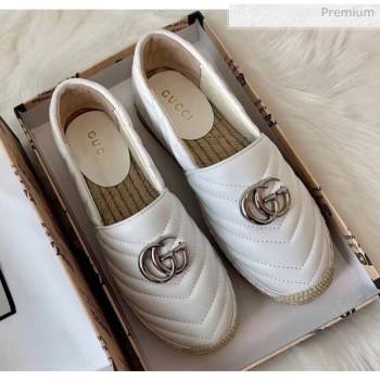 Gucci Matelassé Chevron Leather Espadrille 628086 White 2020 (HB-20053003)