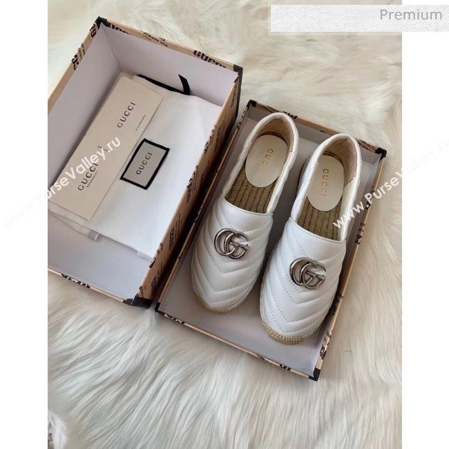 Gucci Matelassé Chevron Leather Espadrille 628086 White 2020 (HB-20053003)