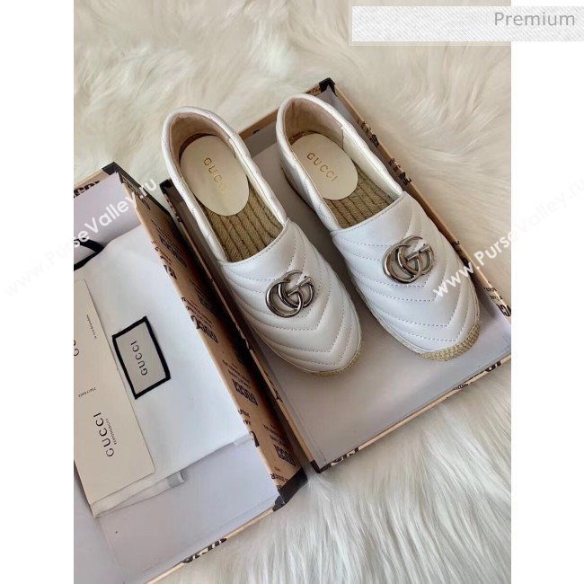 Gucci Matelassé Chevron Leather Espadrille 628086 White 2020 (HB-20053003)