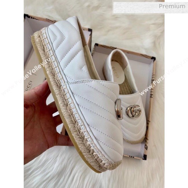 Gucci Matelassé Chevron Leather Espadrille 628086 White 2020 (HB-20053003)