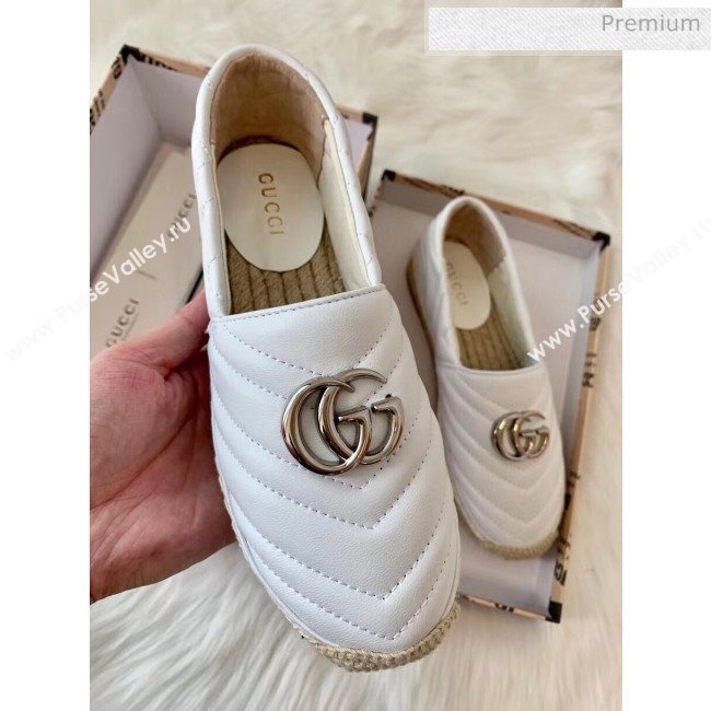 Gucci Matelassé Chevron Leather Espadrille 628086 White 2020 (HB-20053003)