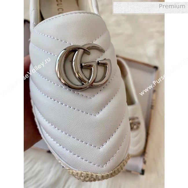 Gucci Matelassé Chevron Leather Espadrille 628086 White 2020 (HB-20053003)