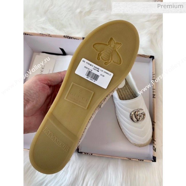 Gucci Matelassé Chevron Leather Espadrille 628086 White 2020 (HB-20053003)