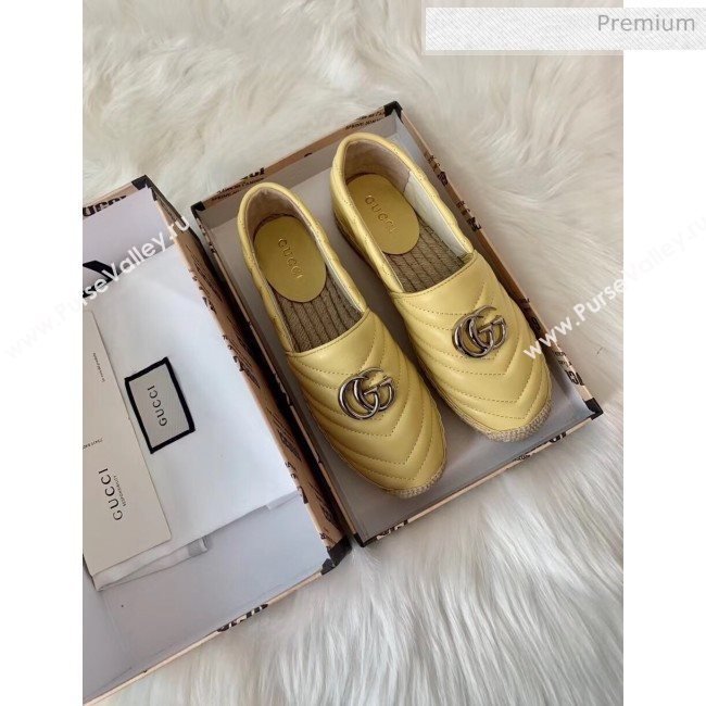 Gucci Matelassé Chevron Leather Espadrille 628086 Pastel Yellow 2020 (HB-20053005)