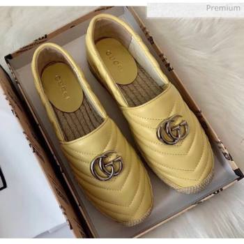 Gucci Matelassé Chevron Leather Espadrille 628086 Pastel Yellow 2020 (HB-20053005)