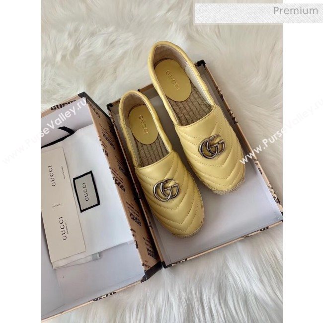 Gucci Matelassé Chevron Leather Espadrille 628086 Pastel Yellow 2020 (HB-20053005)